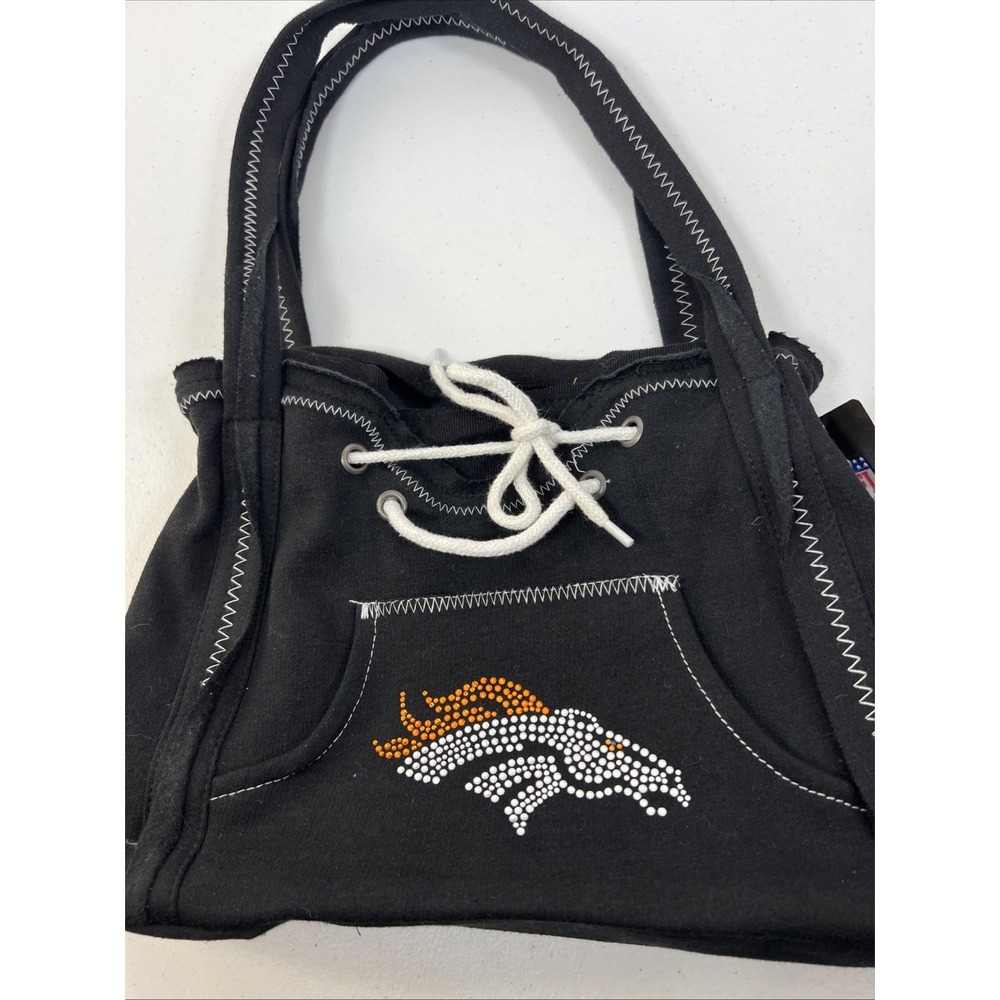 NWT Denver Broncos Black Little Earth NFL Gameday Rhinestone Hoodie Bag‎ Purse